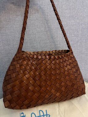 Dragon Diffusion Caramel Brown Woven Leather Hobo Shoulder Bag